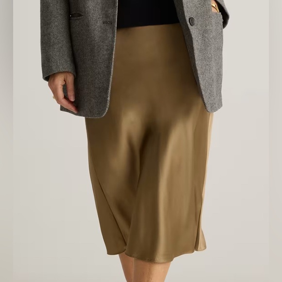 NWT quince 100% mulberry washable silk midi skirt in dogwood taupe colorway 2X - Picture 4 of 5